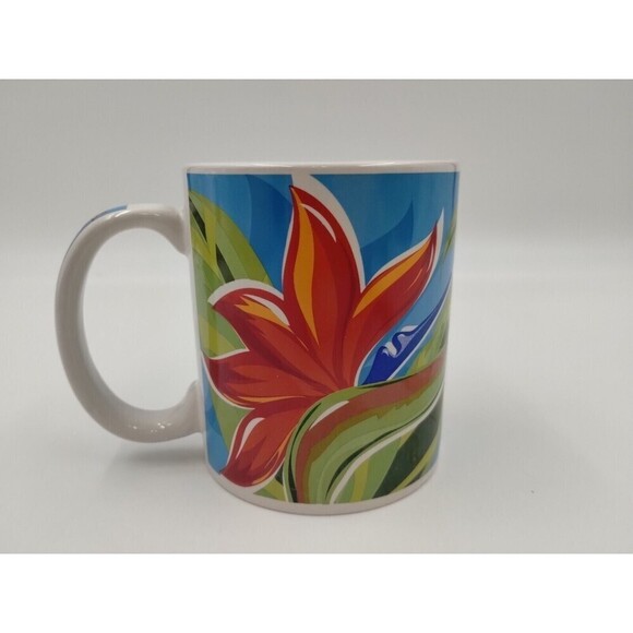 Bold Bird of Paradise Hawaiian Island Treasures Coffee Mug Cup Hand Painted - Picture 1 of 7